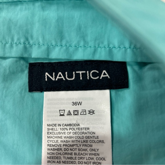 Nautica Bathing Suit Shorts Swim Trunks Men’s 36 Teal Blue Drawstring Pockets - Picture 10 of 14